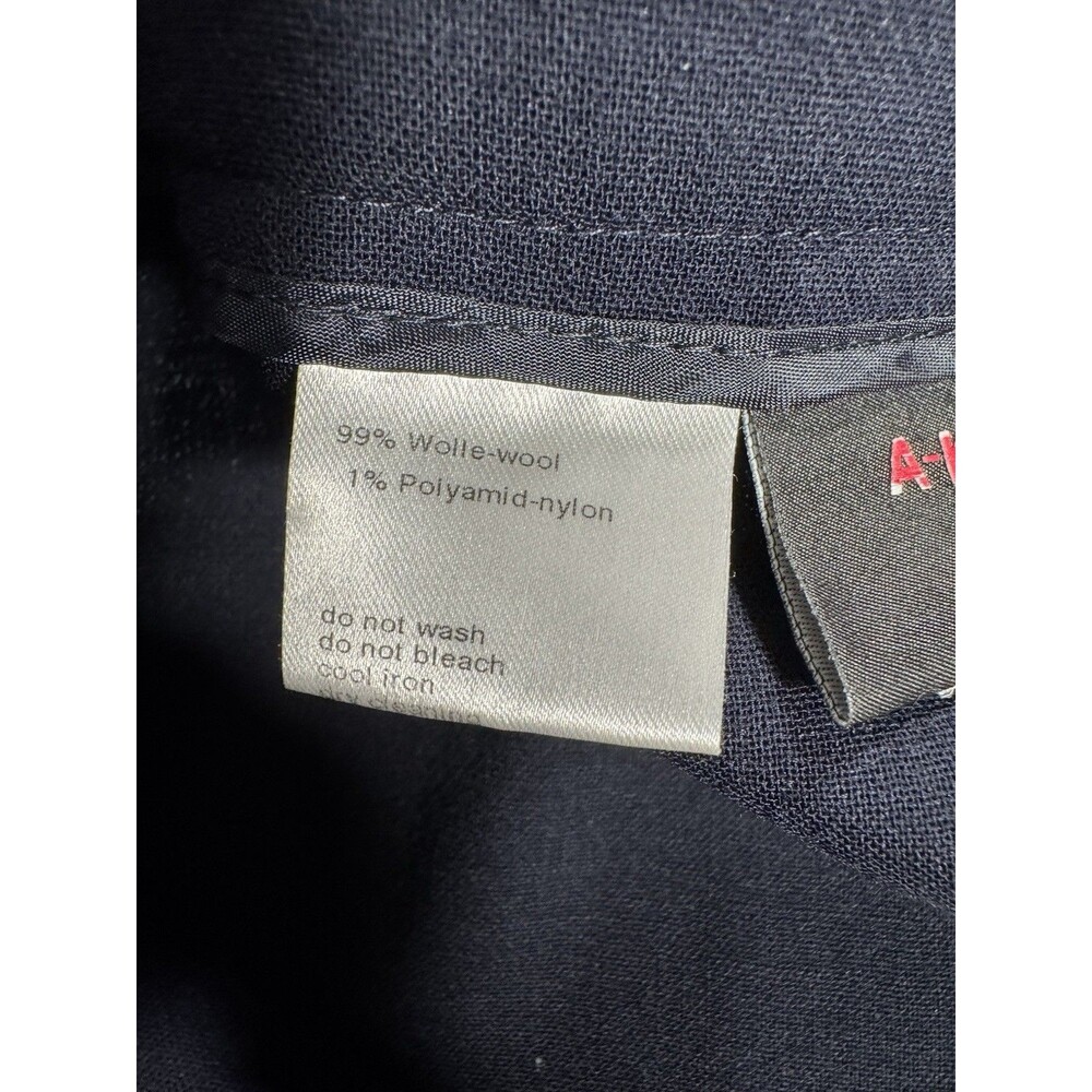 Akris Pants Womens 10 Navy Blue Side Zip Trousers Wool Wide Leg Dress Pants - Picture 13 of 14